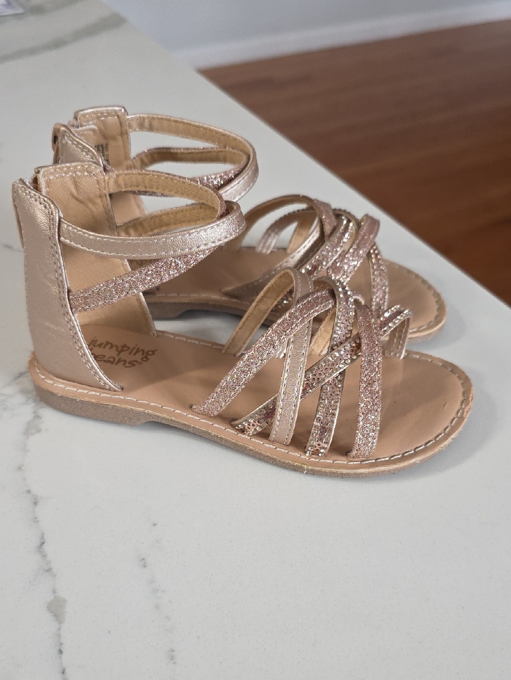 Jumping Beans Ozziee Gladiator Sandals- Rose Gold Size 11 Toddler